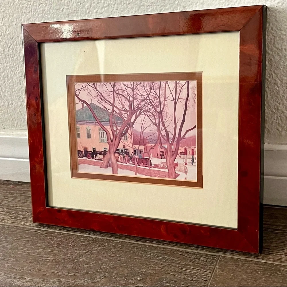 Framed Red Wood Finish Art Print with Ivory Mat